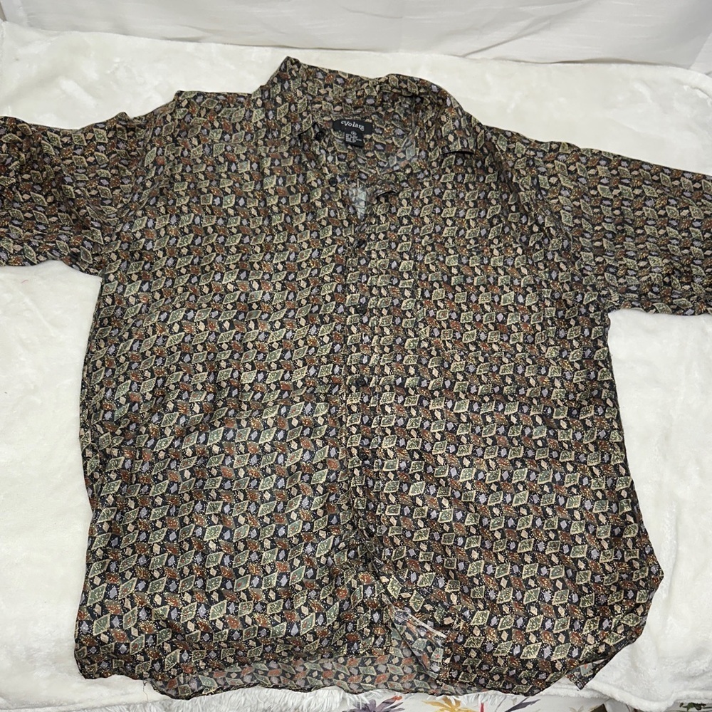 Volare Silk Patterned 100% Silk Button Down Shirt